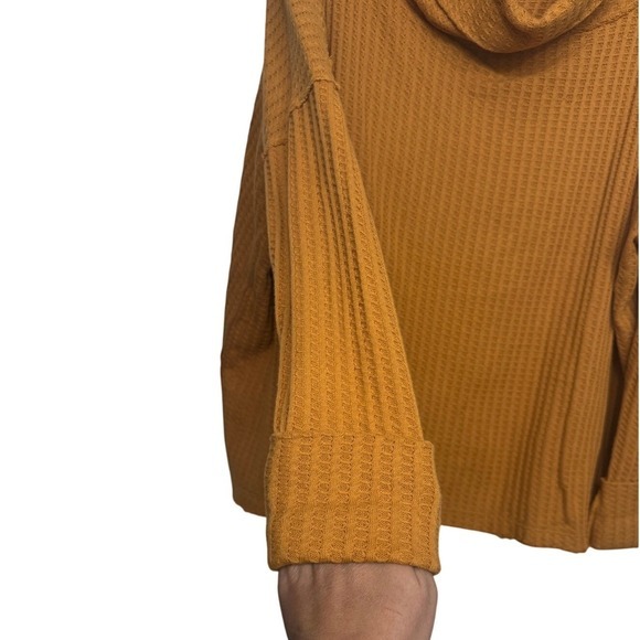Free People Waffle Knit‎ Cowl Neck Tunic Top Small Rust Orange Boho - Picture 2 of 6